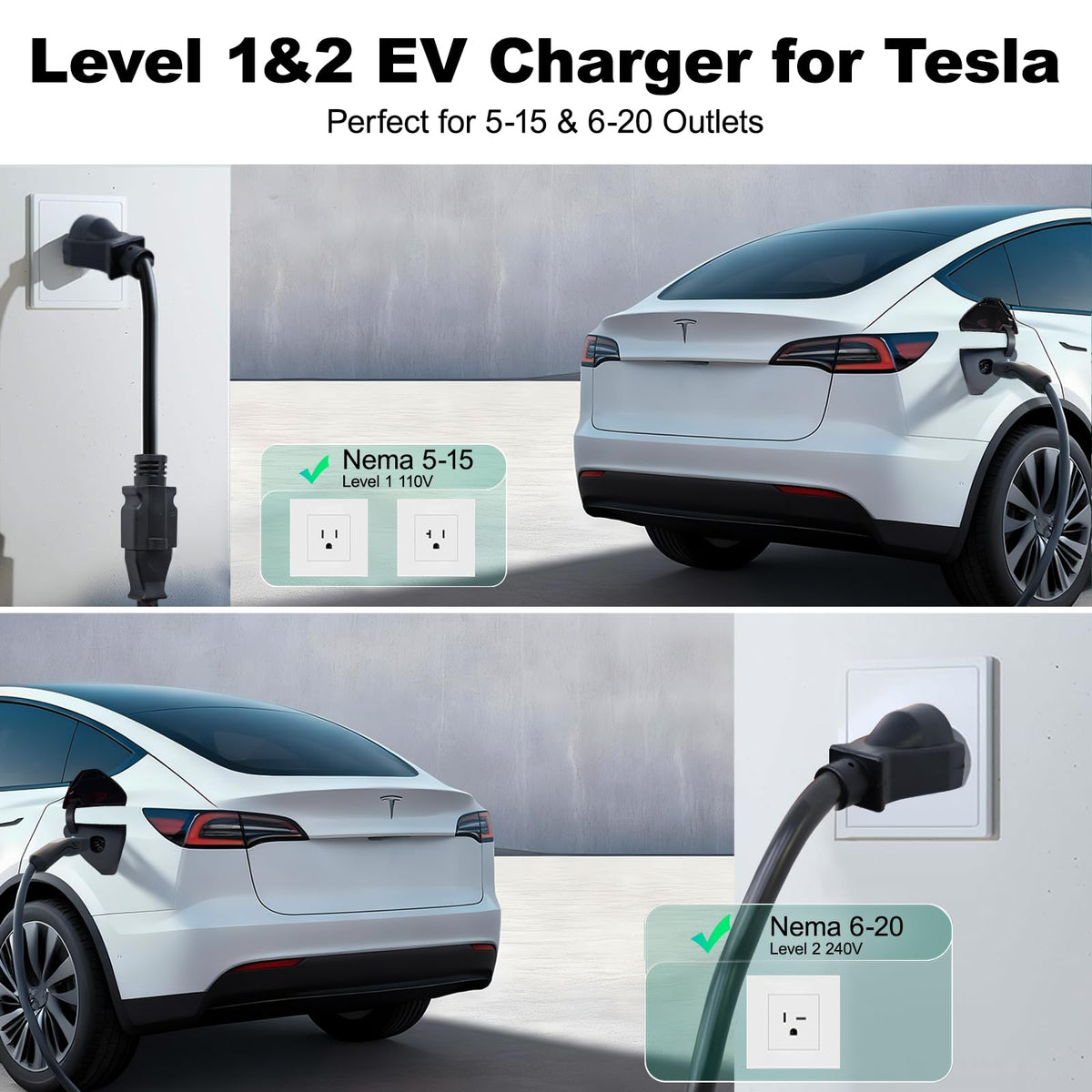 Level 1 2 Tesla Charger 16Amp (28FT / 16A-Tesla)