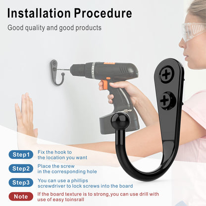 15 Pack Black Wall Mount Hooks for Hanging Coats & Towels (15PCS Black Hooks)