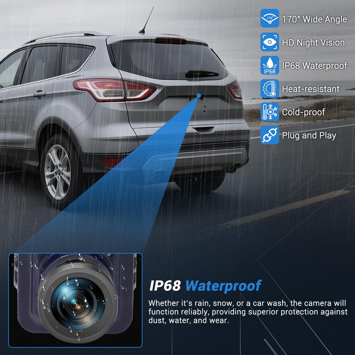 Backup Camera Compatible with ford Escape L4 2.0L 2.5L (GJ5T19G490AD)