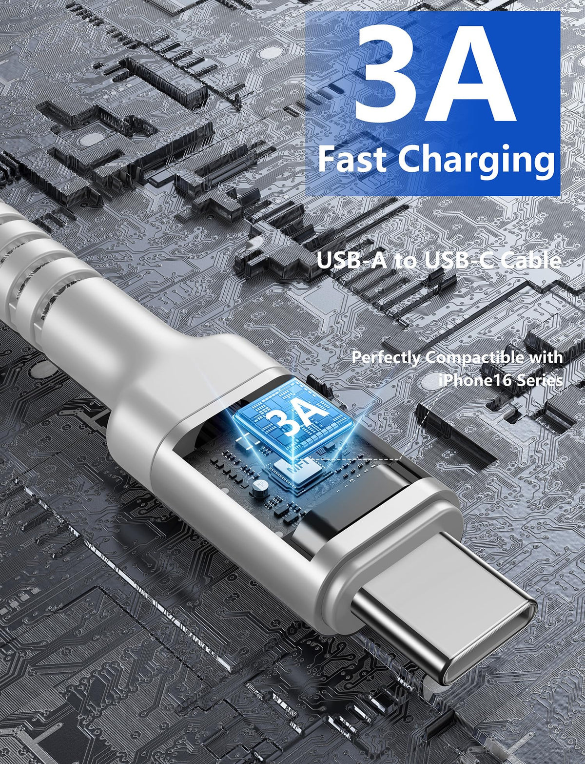 USB C Cable [2 Pack (10FT / USB A to USB C / Silver)