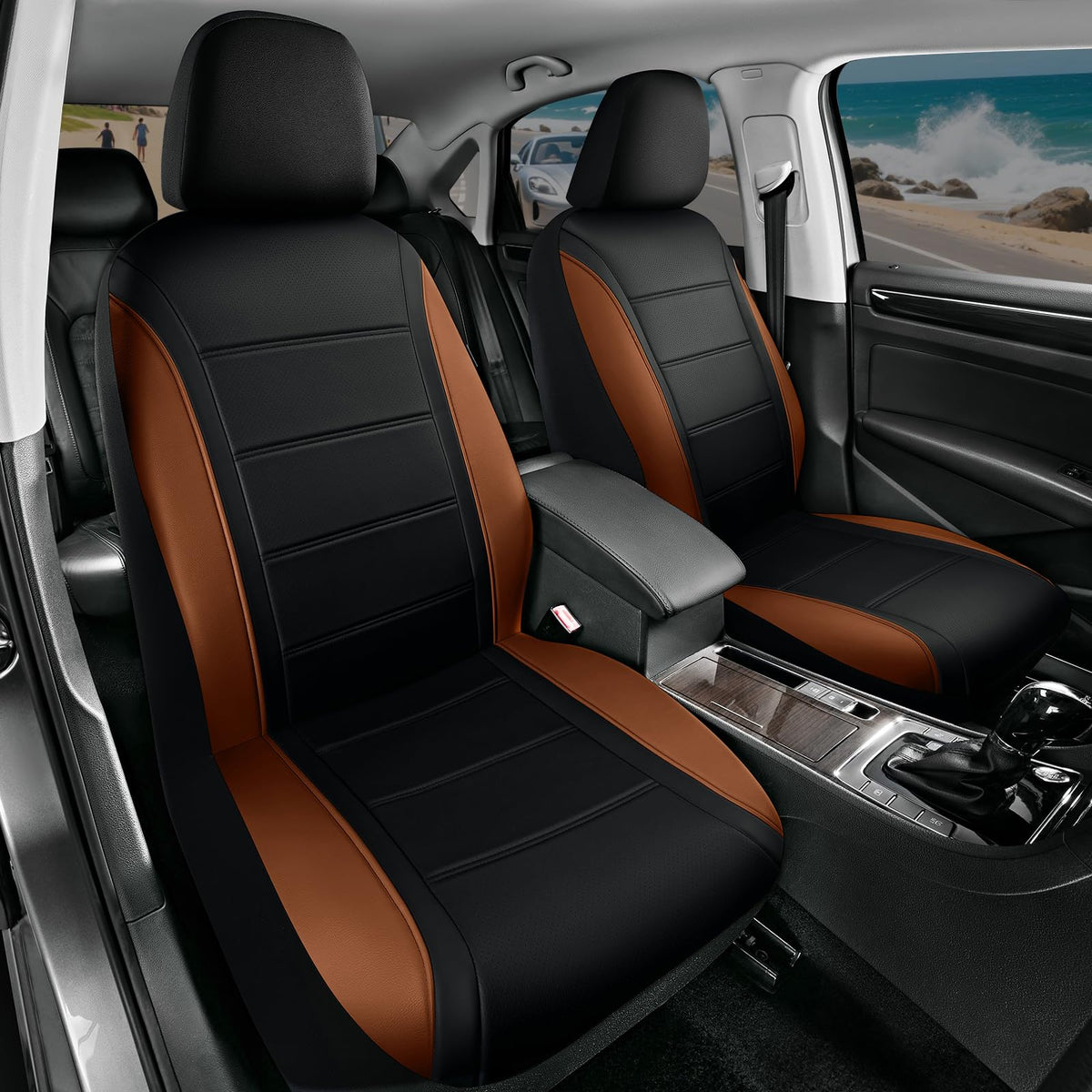 Leather Seat Covers (Brown Front)