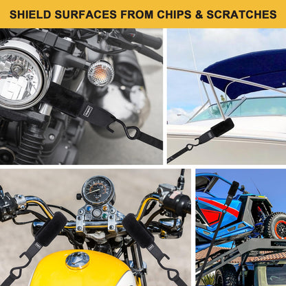 Soft Loop Tie Down Straps for Protecting Motorcycle (Black / 1"x15"-4pcs)
