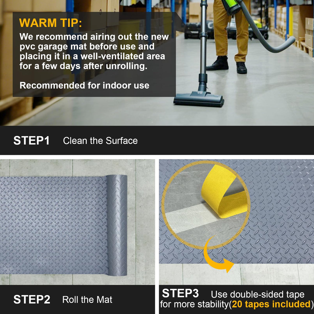 7.5x25 FT Garage Floor Mat (Matte Gray / 7.5x25 FT)
