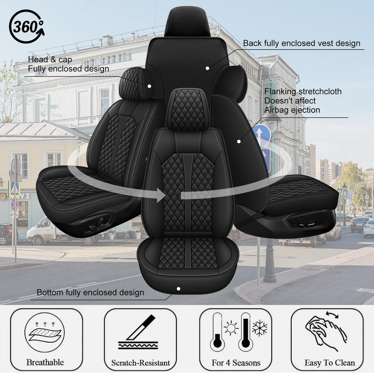 Car Seat Covers Full Set Fit for Honda Ridgeline 2006 (#031 Black / 2.For Honda Ridgeline-5 seat covers full set)