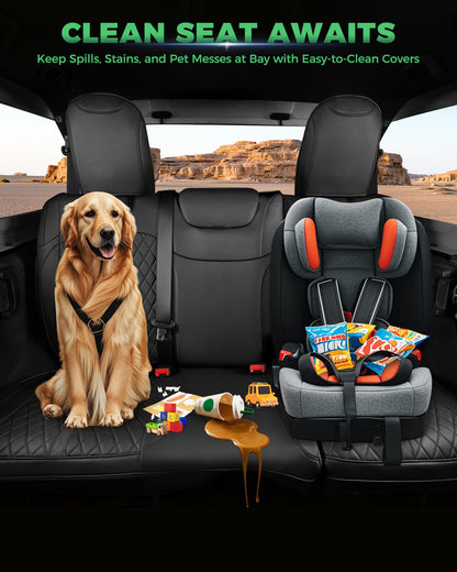 for Jeep Wrangler Leather Custom Car Seat Covers Full Set 4 Door (Black / JL 18-26 4Door Without Rear Cup Holder)