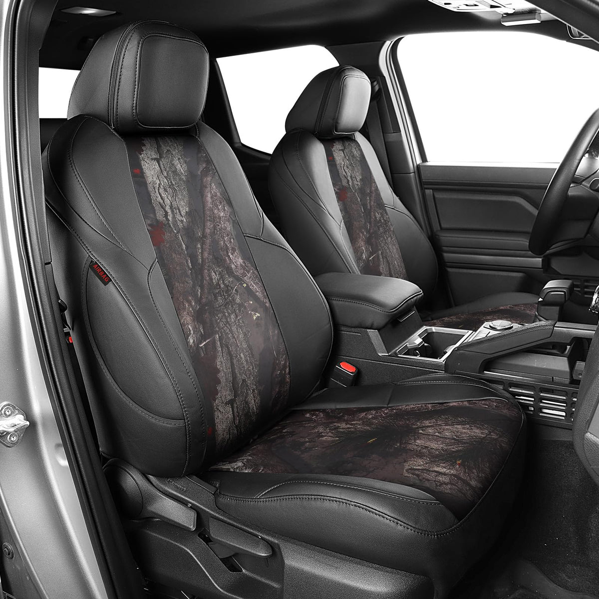 Tacoma Leather Car Seat Covers Custom Fit for Toyota Tacoma 2012 2013 2014 2015 (Leather(Black/Woodland Camo) / 2012-2015 Tacoma Full Set (Regular Seats))