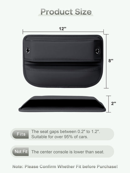 Premium Leather Car Seat Gap Filler Organizer (02 Black, 2 Pack)