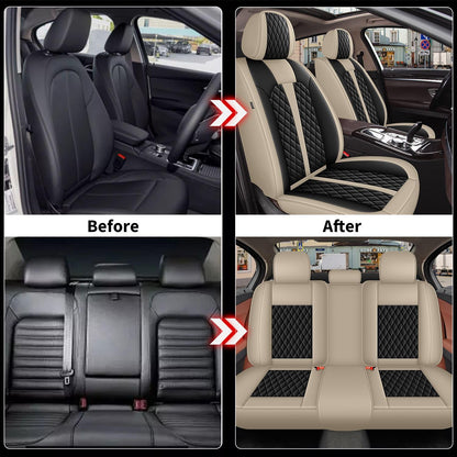 Car Seat Covers Fit for Toyota Highlander 2007 (#031 Black&Beige / 5.KONA-5 seat covers full set)
