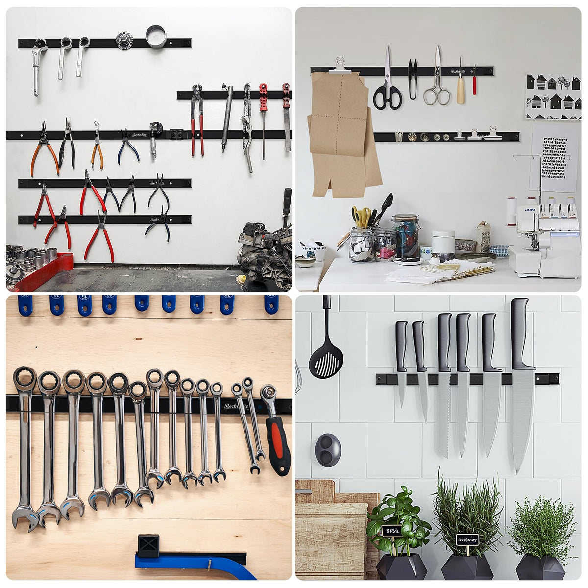 4 Pieces 18" Magnetic Tool Holder Strip (Black 4PC / 18")
