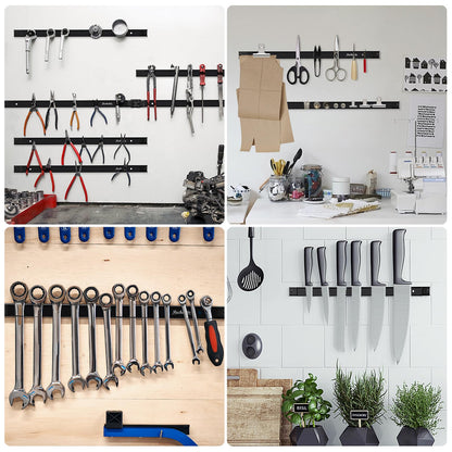 4 Pieces 18" Magnetic Tool Holder Strip (Black 4PC / 18")