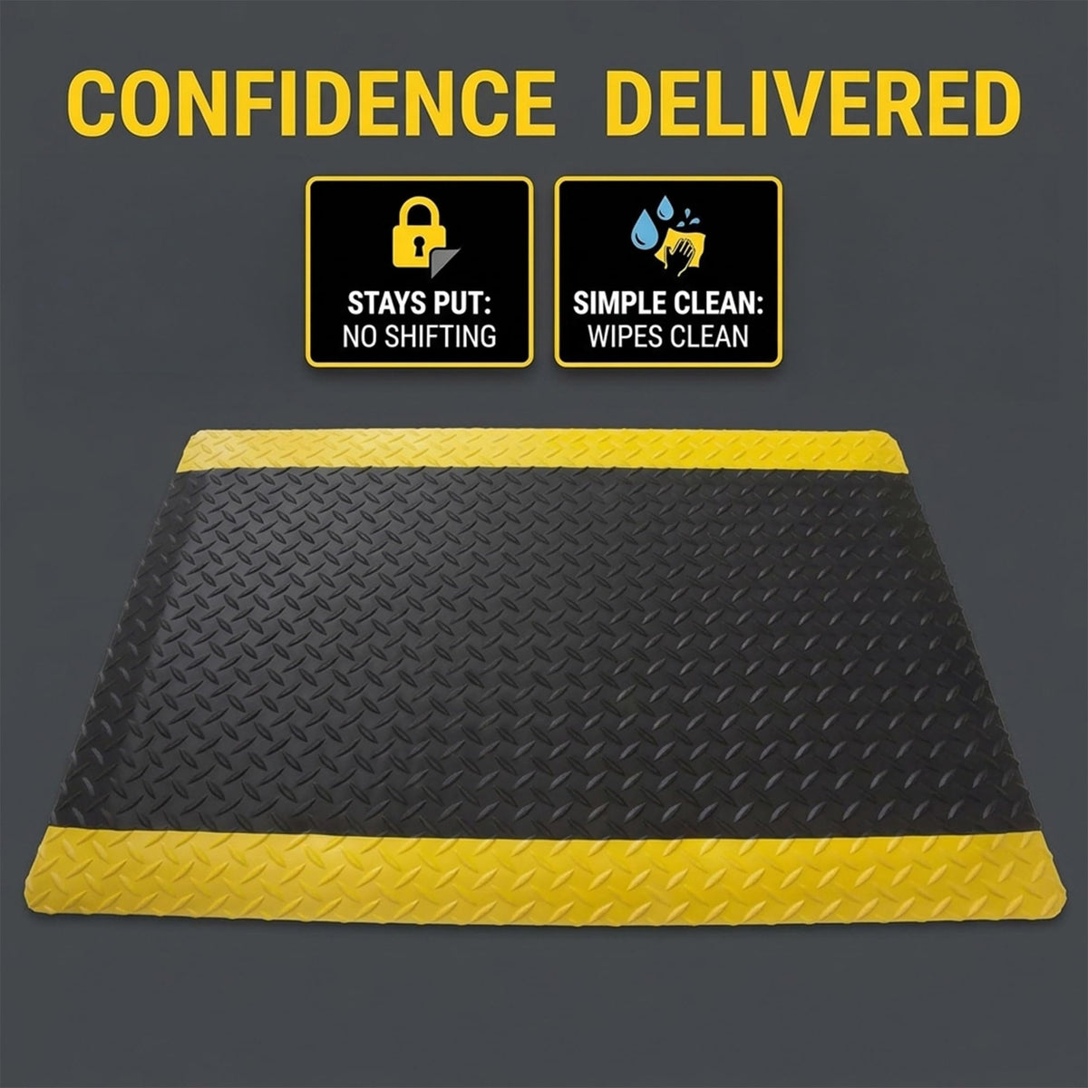 American Classic Black Yellow Diamond Plate Anti (Black/Yellow / 2' x 10')