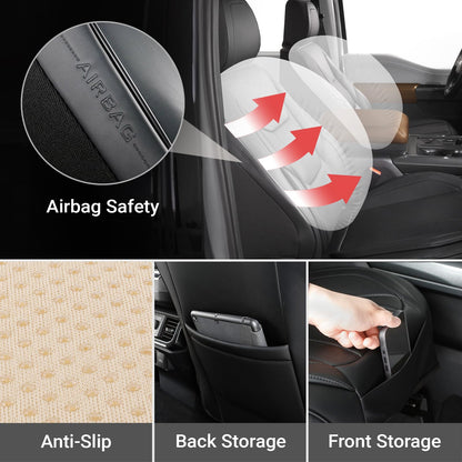 Premium Custom Fit Truck Car Seat Covers Front Seats Waterproof (A52 (See Vehicle Size Chart) / Front - Black)