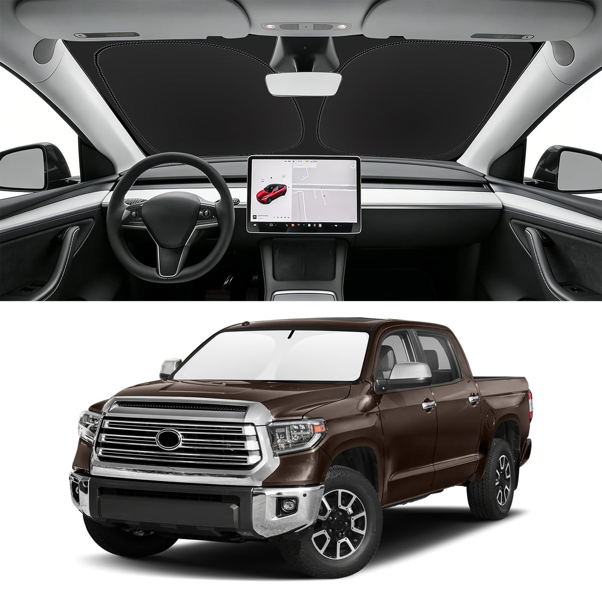 Custom Fit Windshield Sun Shade for Toyota Tundra 2007 (for 2007-2021 Toyota Tundra)