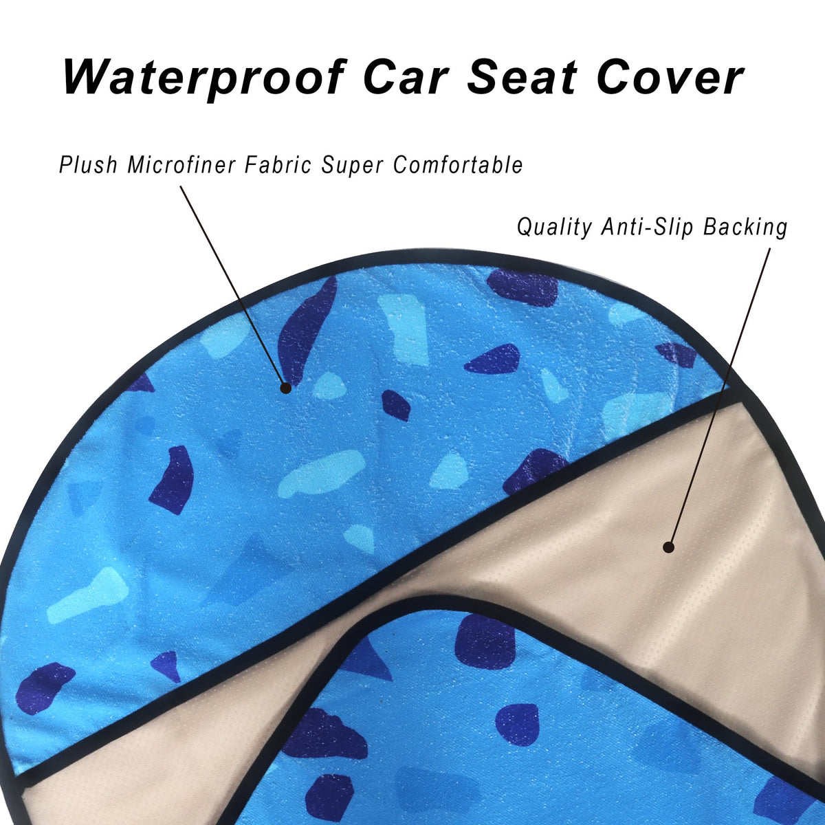 Car Seat Cover Protector Front Seats (2Pcs Front Seat Towel / Blue Marbling)