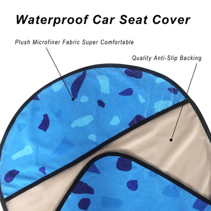 Car Seat Cover Protector Front Seats (2Pcs Front Seat Towel / Blue Marbling)