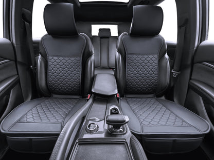 Car Seat Cover Full Set Leather Car Seat Protector Universal fit for Most Cars SUVs and Trucks Water Proof Front and Rear Seat Protector Black (Black)