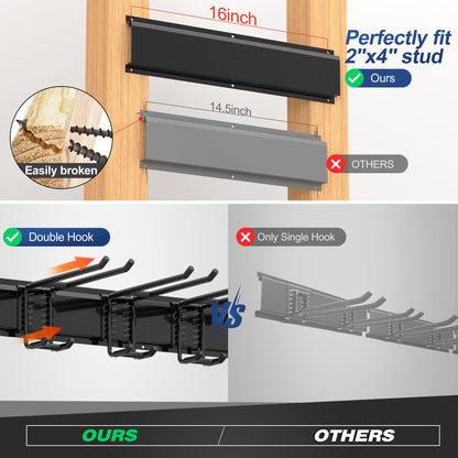 Garage Tool Storage Rack (68inch 4 panels+12 hooks)