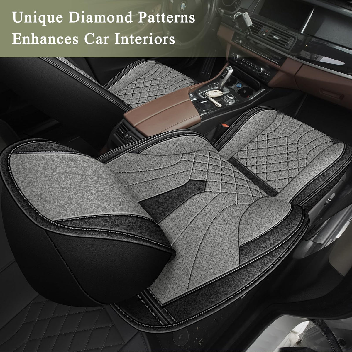 Leather Front Set for Acura TL Seat Covers 2004 (099 Black&Grey / 12-TL-2 front seat covers only)