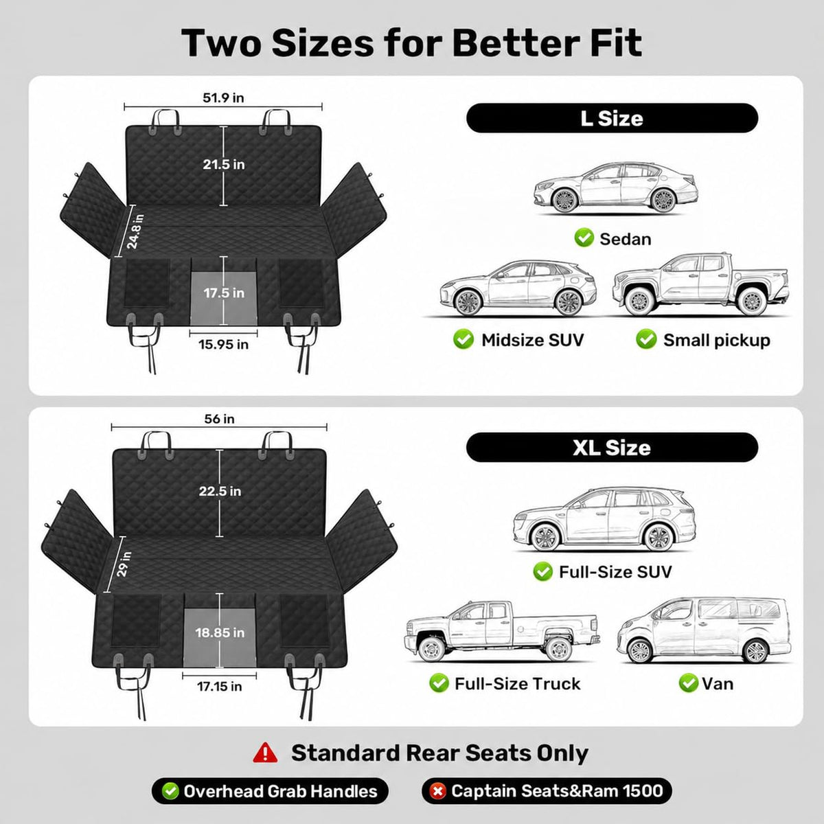 Dog Car Seat Cover (Black / Standard - Cars, SUVs & Medium Trucks)