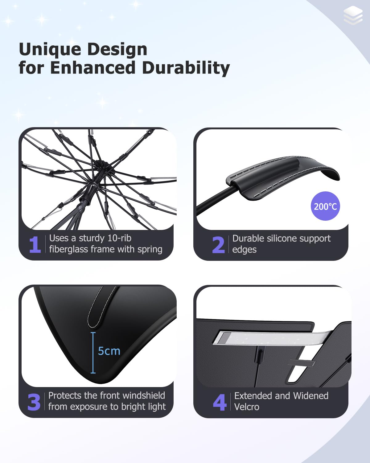 2025 Upgrade Car Windshield Sun Shade Windshield Sunshade Umbrella [Star Fabric] Protect Car from Sun Rays&Heat Damage Keeps Vehicle Cool (S2)