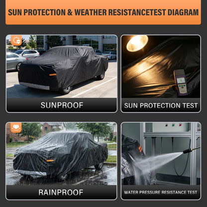 Truck Cover Waterproof All Weather (PE-Black / 5 T5 Fit Length Up To 239", Max Cab Length 158")