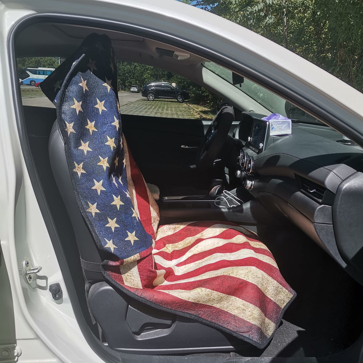 Car Seat Cover Protector Front Seats (1Pcs Front Seat Towel / American Flag)