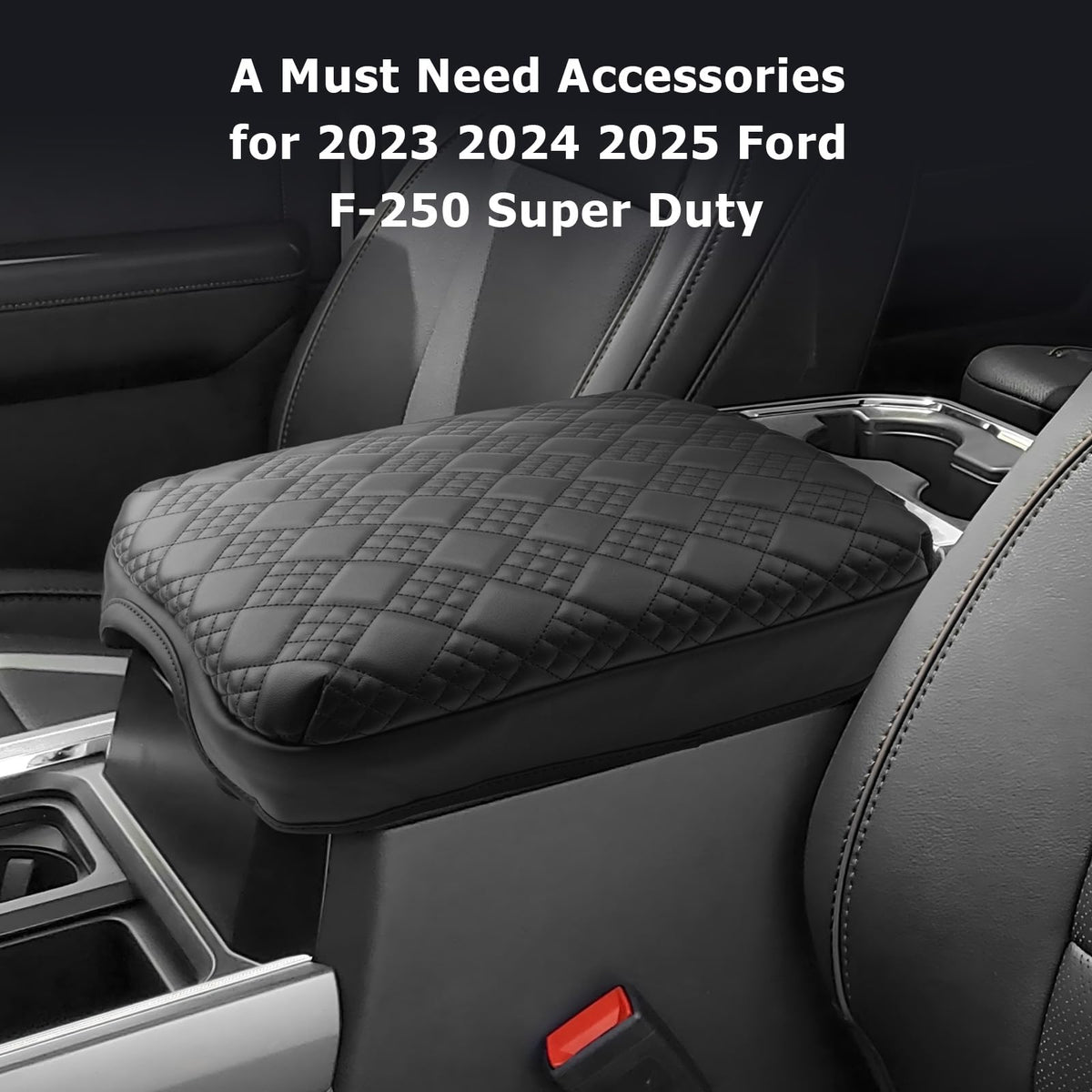 2025 2026 F 250 F 350 F 450 Super Duty Center Console Cover Compatible with 2023 2024 2025 2026 Ford F250 F350 F450 Super Duty Accessories F (2023-2026 F250 F350 F450 Thick Black)