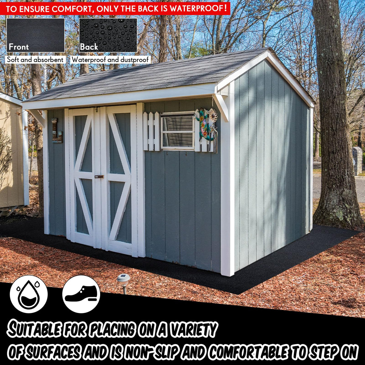 Outdoor Shed Floor Mat 6 x 3 ft (12.99"L x 9.84"W x 2.36"Th)