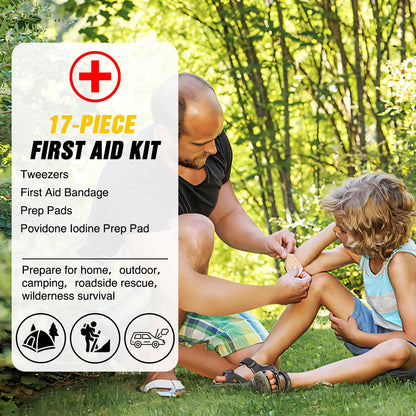 Car Roadside Emergency Kit with Jumper Cables (Essential Kit+Flash Light)