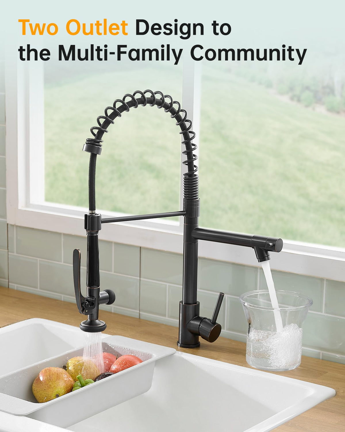 Commercial Kitchen Sink Faucet with Sprayer Oil Rubber Bronze (Oil Rubbed Bronze)