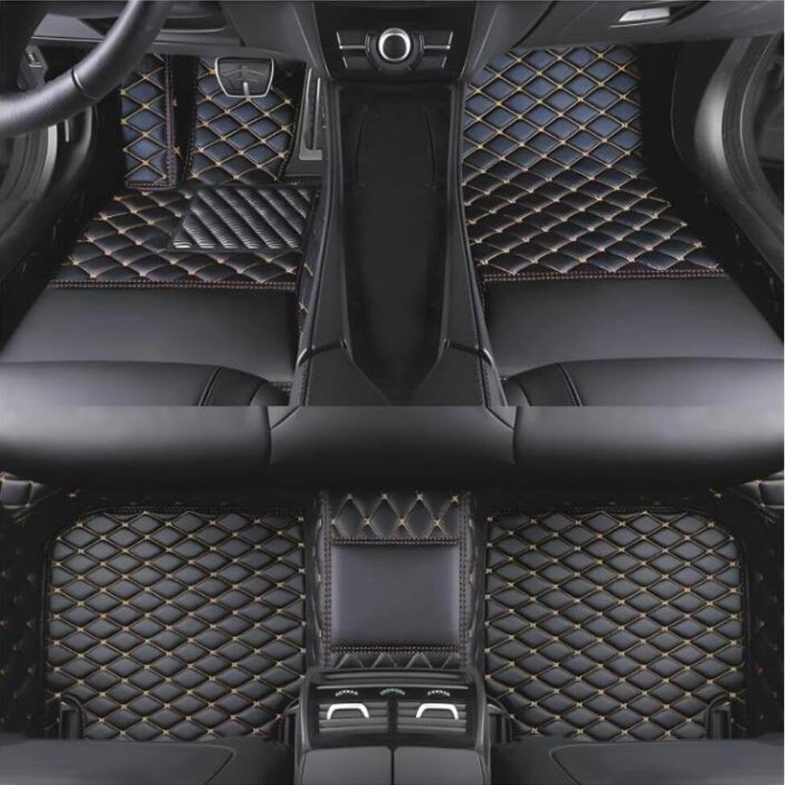 Customized Leather car Floor mats Suitable for 99% of car Models All (Black 2)