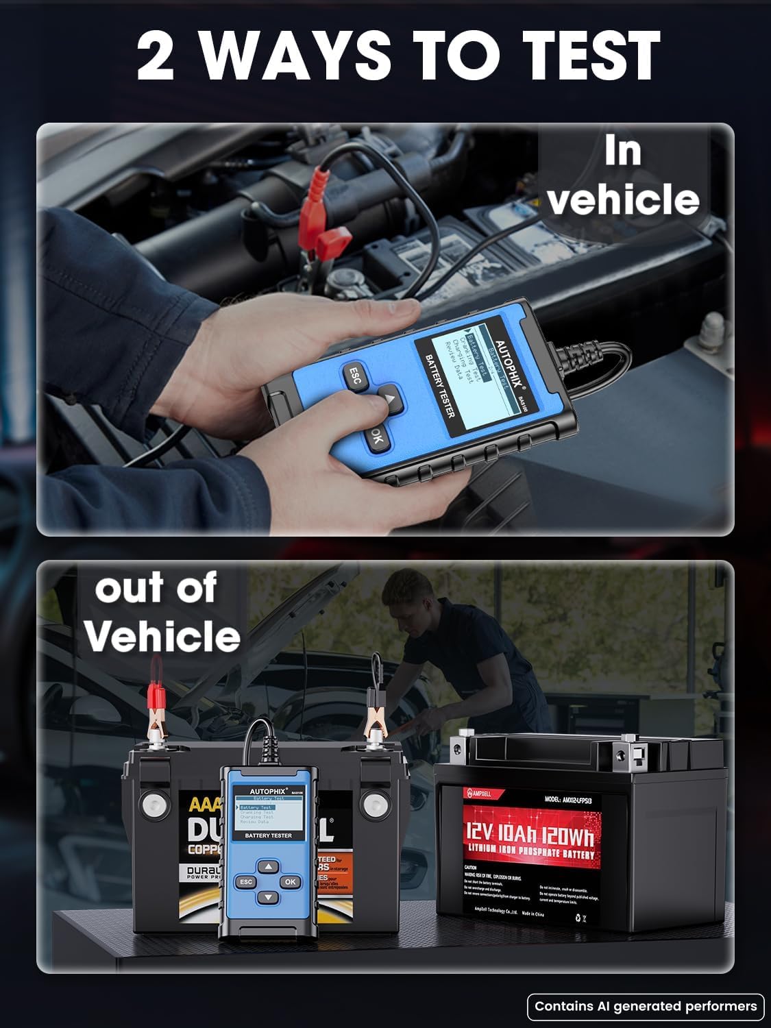 BAS100 12V 24V Car Battery Tester (Sky Blue)
