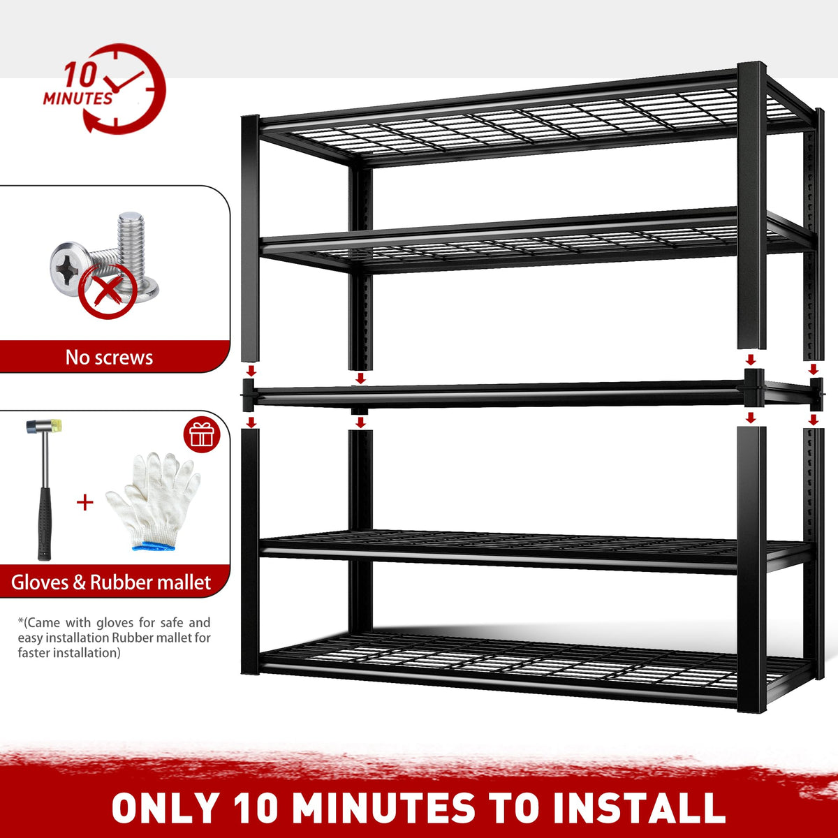 48" W Garage Shelving Heavy Duty Load 2500LBS (48''W X 72''H X18''D)