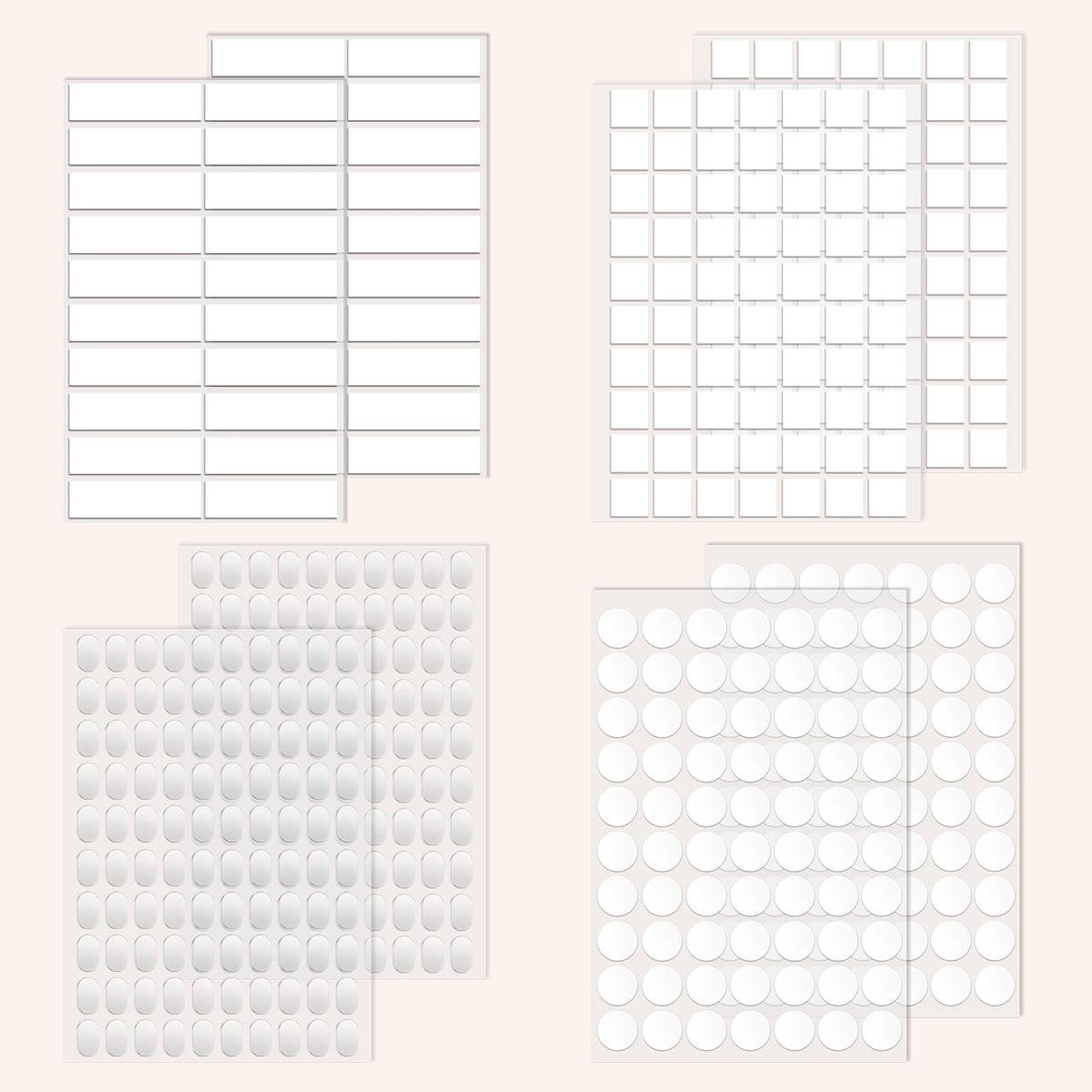520pcs Double Sided Tape Wall Nano Sticky Dots Mounting Putty Two Sided Adhesive Strong Sticky Tack Multi (0.8 inch / Round 140, strips 40, square 140, oval 200)