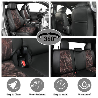 Tacoma Seat Covers Custom Fit for Toyota Tacoma 2016 2017 2018 2019 2020 2021 2022 2023 Double Cab (Leather(Black/Reed Camo) / 2016-2023 Tacoma Full Set,4DR)