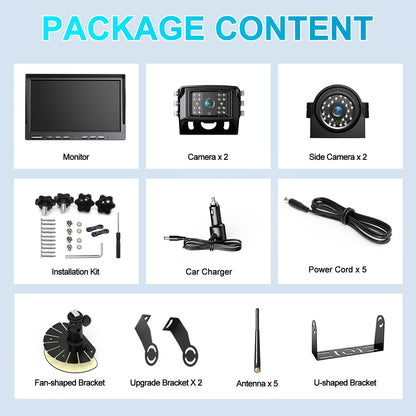 HD 1080P 10" Wireless RV Dual Backup Camera System with Recording (Black / 10" 4-Cam)