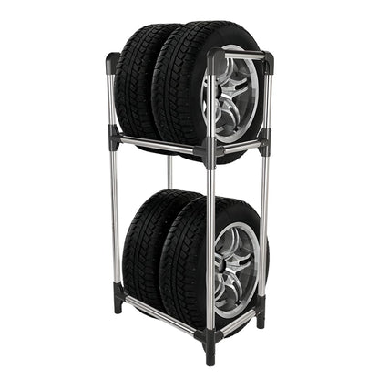 Tire Rack Tire Storage Rack Stand Garage Storage Shelf Organizer (Silver+black / 22.51'' X 14.16'' X 45.11'')