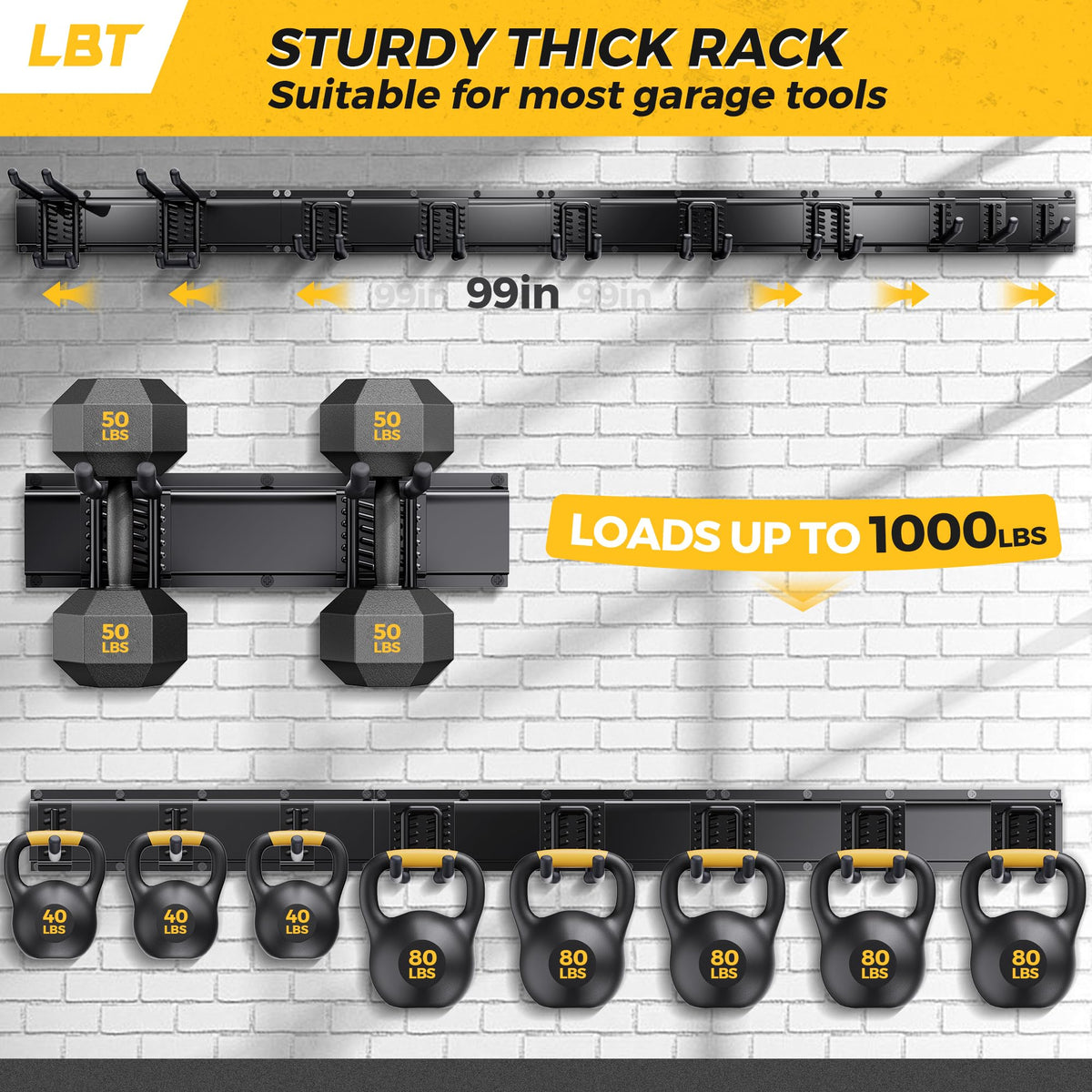 99" Garage Tool Organizer Wall Mount (99inch)