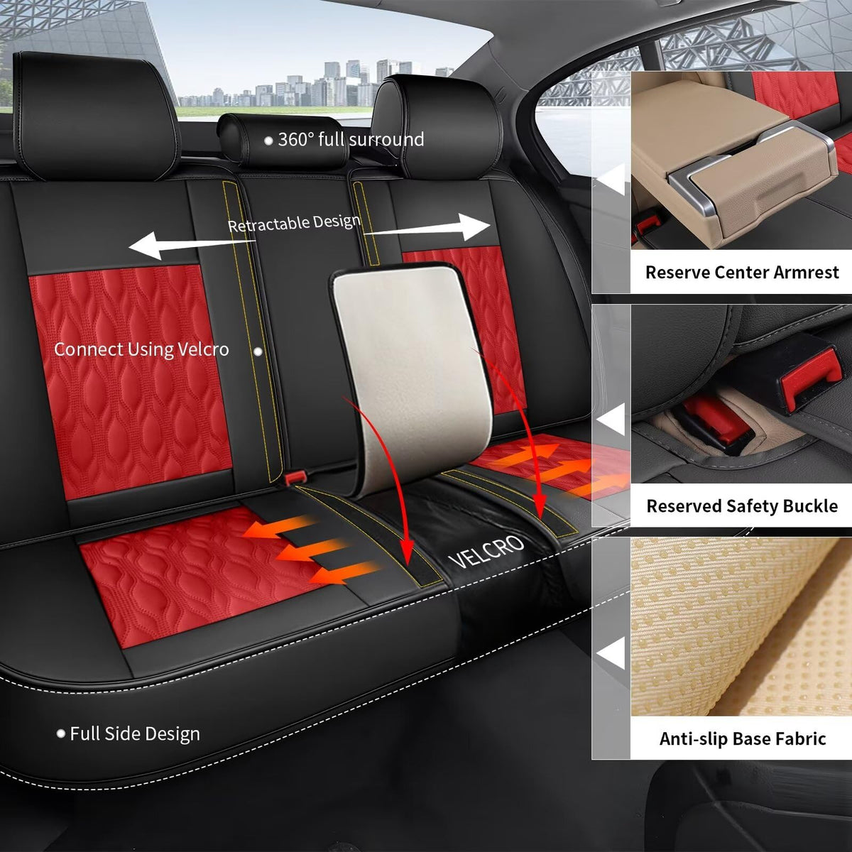 Front Waterproof Leather Seat Covers for Subaru WRX 2015 (#067 Black&Red / 16.WRX-2 Front Seat Covers Only)