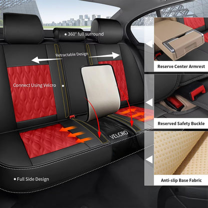 Front Waterproof Leather Seat Covers for Subaru WRX 2015 (#067 Black&Red / 16.WRX-2 Front Seat Covers Only)