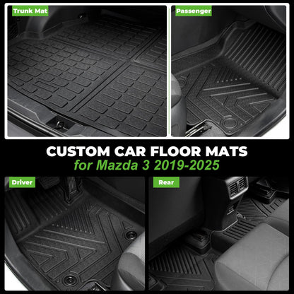 Floor Mats & Cargo Liner Set Custom Fit for 2019 (2019-2025 Mazda 3 (Only Sedan))