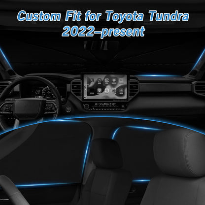 Windshield Sun Shade Umbrella for Toyota Tundra 2022 2023 2024 2025 2026 Rear Window Shades 100% UV Protection and Blackout Privacy 5PCS Car Window Covers Accessories (5-Piece Set | Fits Toyota Tundra 2022-2026)