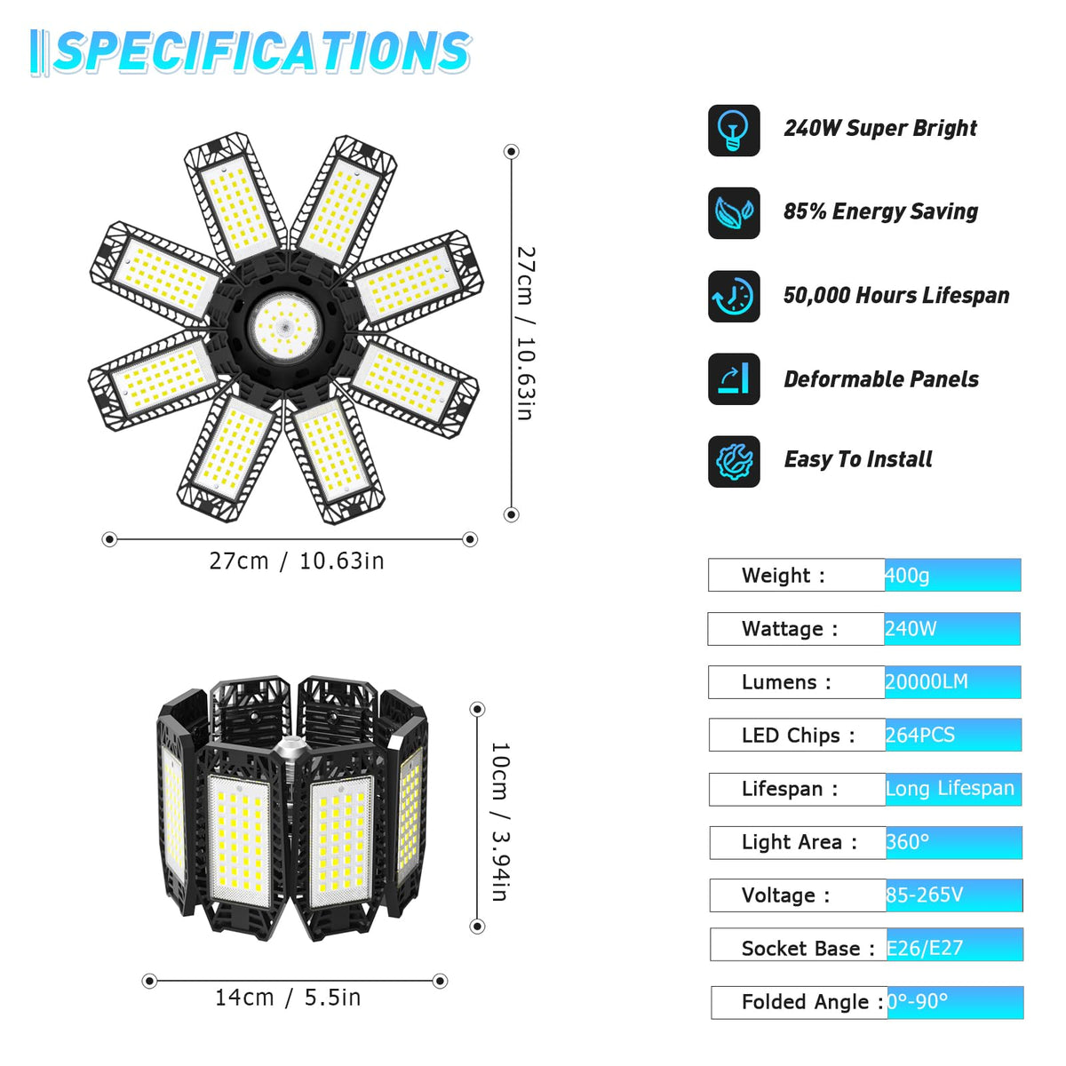 Garage Light 2 Pack (8+1 Panels)
