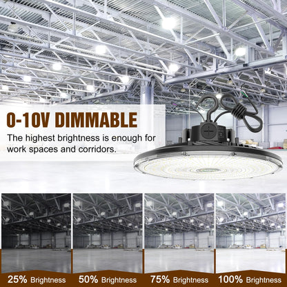 3 Pack 480V LED High Bay Light UL Listed UFO Light 200W 150W 120W Adjustable