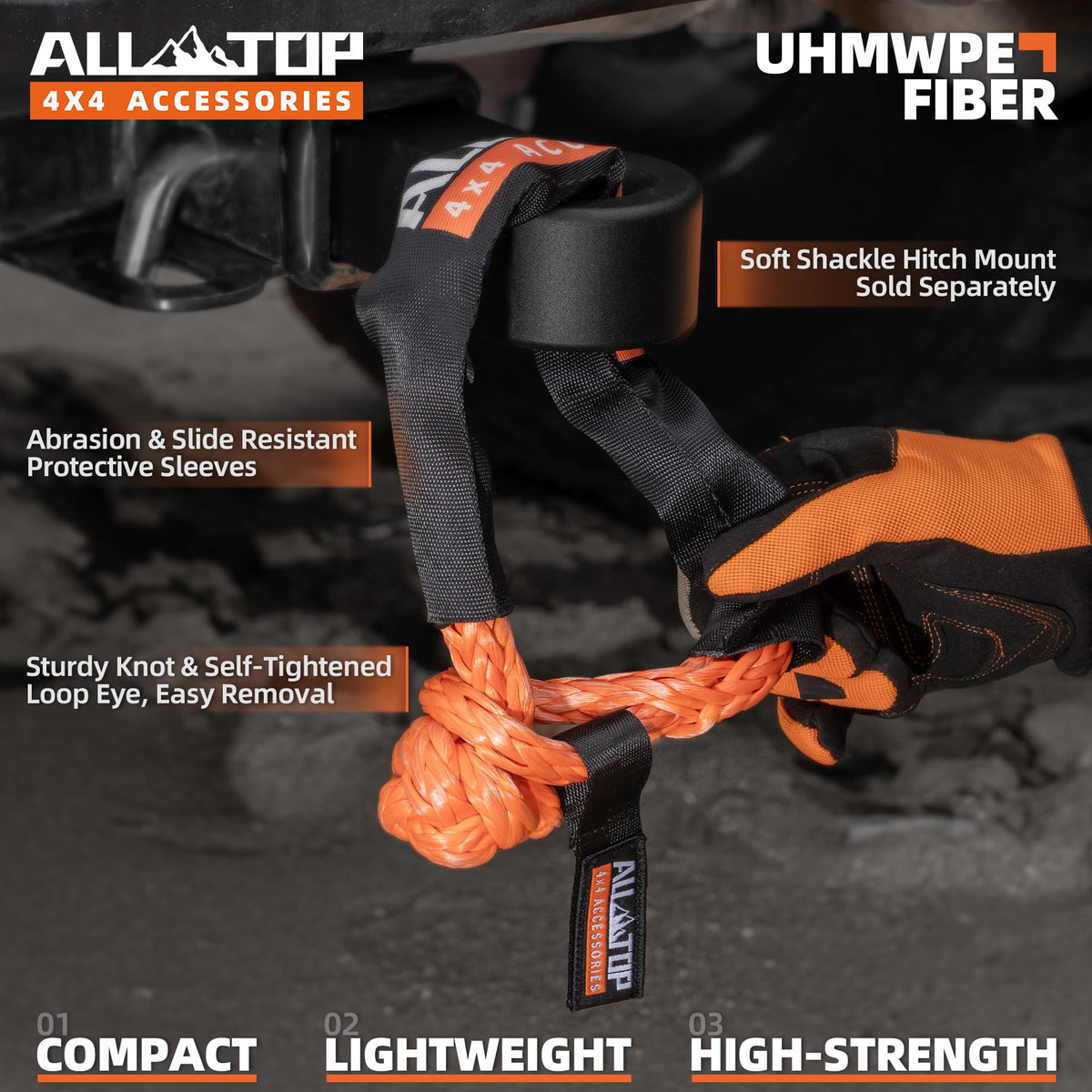 Synthetic Soft Shackle & Recovery Ring Kit (3/4" x 24" Shackles+ Black Ring)