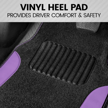 PolyPro Purple Car Seat Covers Full Set with 4 (Black & Purple / Seat Covers & Floor Mats)
