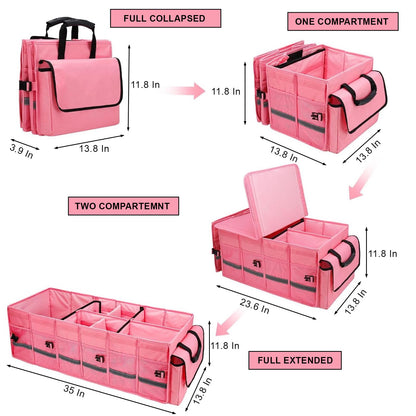 Car Trunk Organizer and Storage for Car (Pink / Large)