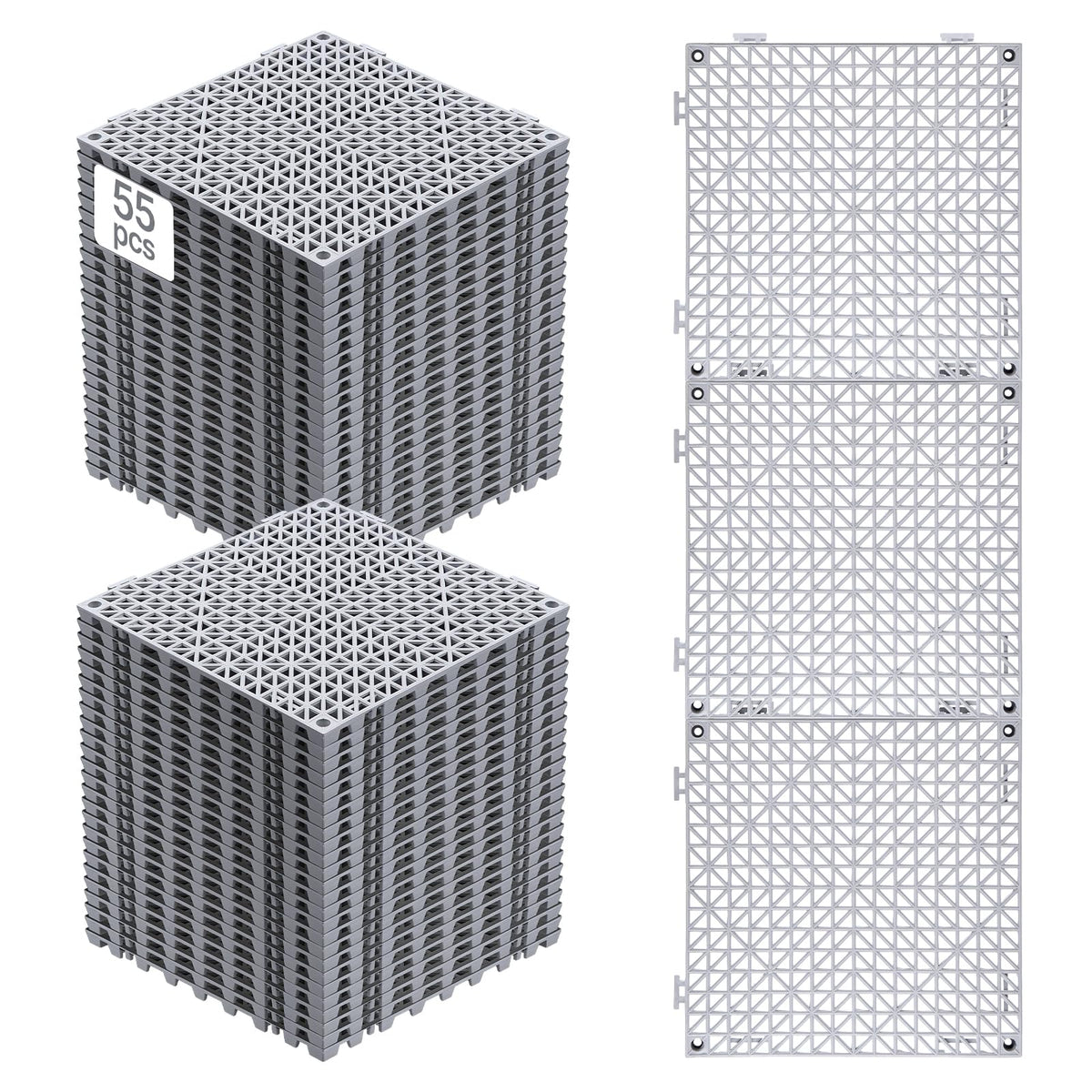 Interlocking Tile 55PCS (Grey / 12"L x 12"W x 0.6"Th)