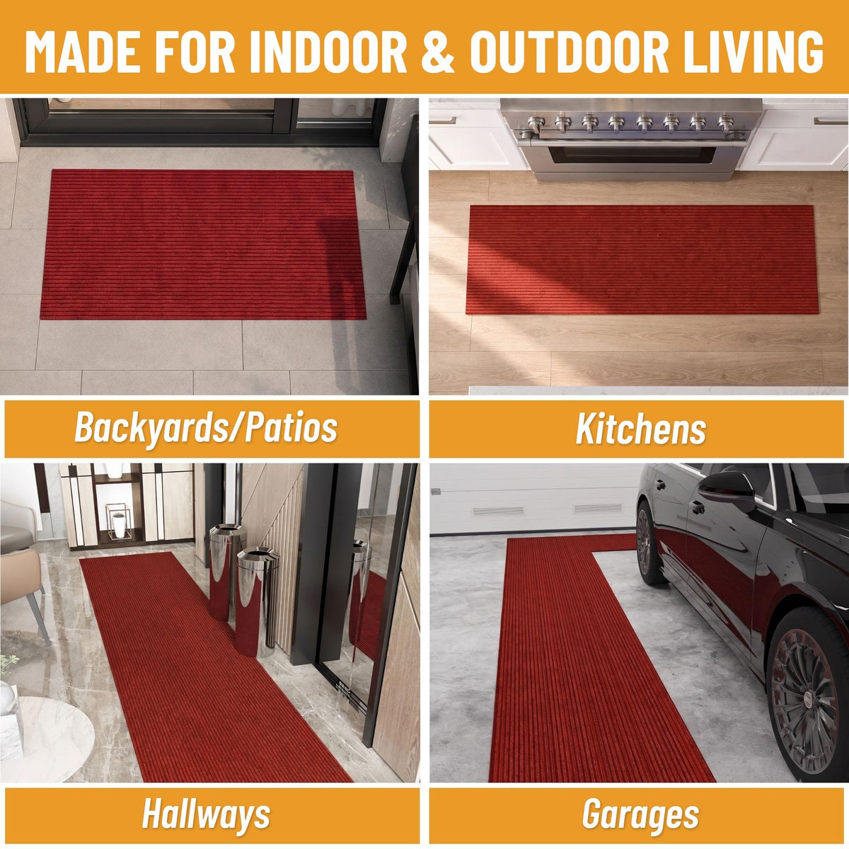 3x5 Indoor Outdoor Door Mat (Red / 2'7" x 5' (Area Rug))