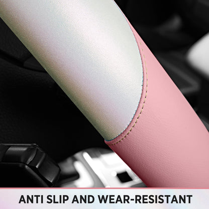 Steering Wheel Cover for 14.5 (White&Pink)